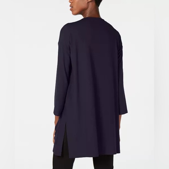 Eileen Fisher Women's Stretch Jersey Patch Pocket Black Tunic Size:M - Picture 3 of 11